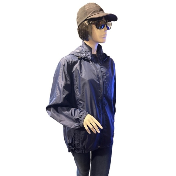 L.L Bean Hooded Navy Blue Rain Jacket, Size L - Picture 3 of 6